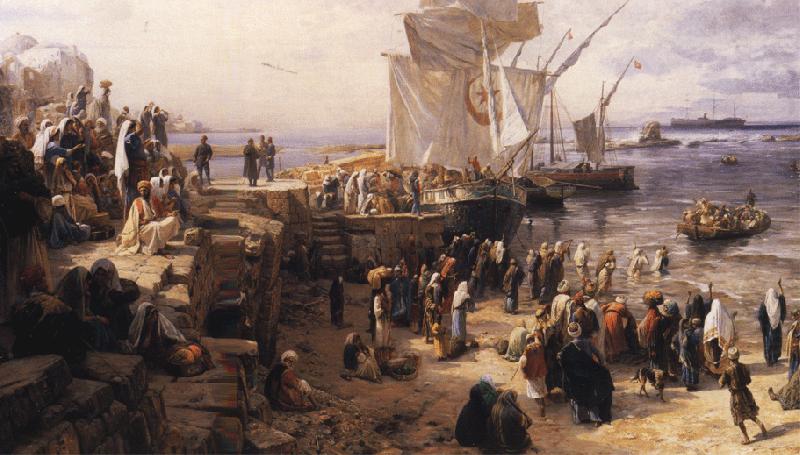 Gustav Bauernfeind Jaffa, Recruiting of Turkish Soldiers in Palestine oil painting picture